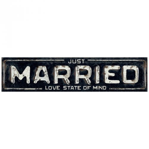 Nummernschild Just Married Love State Of Mind - schwarz