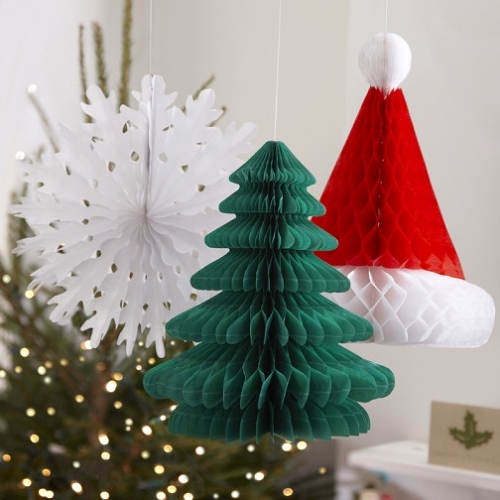 Weihnachtliche Dekohänger Baum, Mütze & Schneeflocke