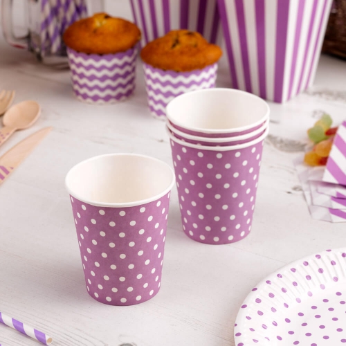 party-becher-punkte-weiss-lila