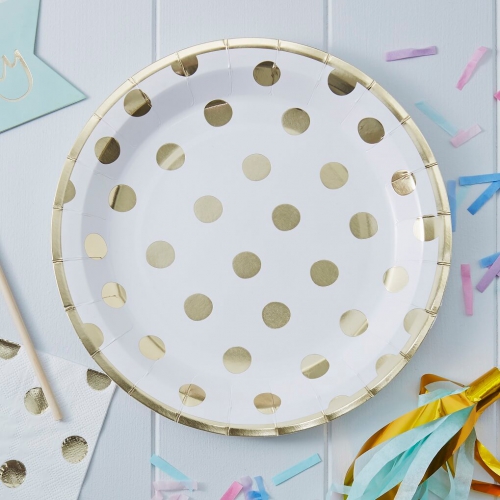 party-teller-pick-and-mix-gold-punkte-weiss