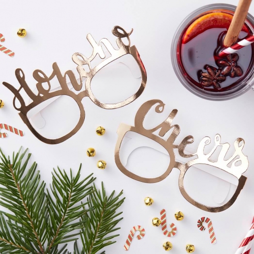 Party Brillen 8er Set Weihnachten - gold