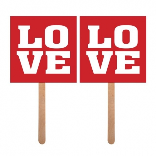 Photo Booth Accessoires - LOVE - weiß/rot