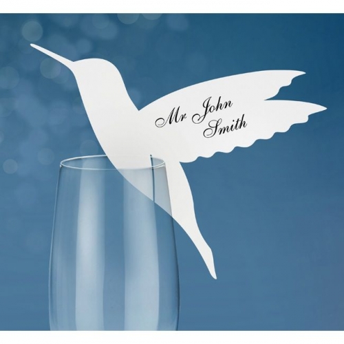 Platzkarten fürs Glas - Kolibri - weiß