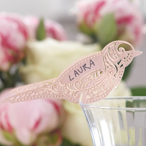 Platzkarten fürs Glas - Vögelchen - rosa