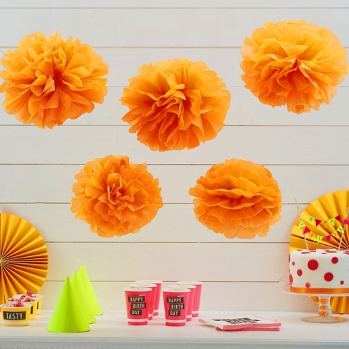 PomPom 5er Set Neon - orange
