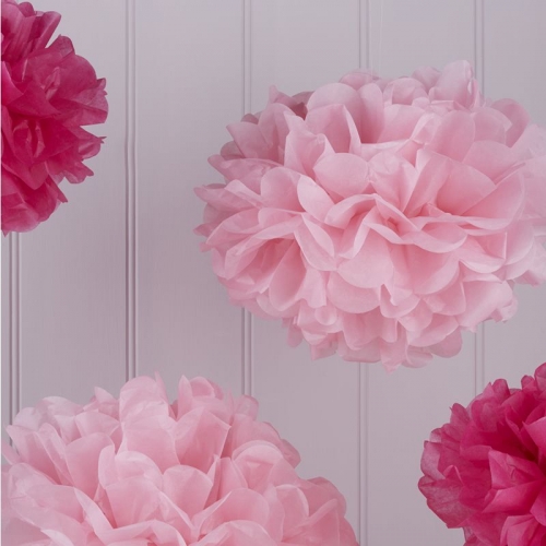 PomPom 5er Set - rosa/pink