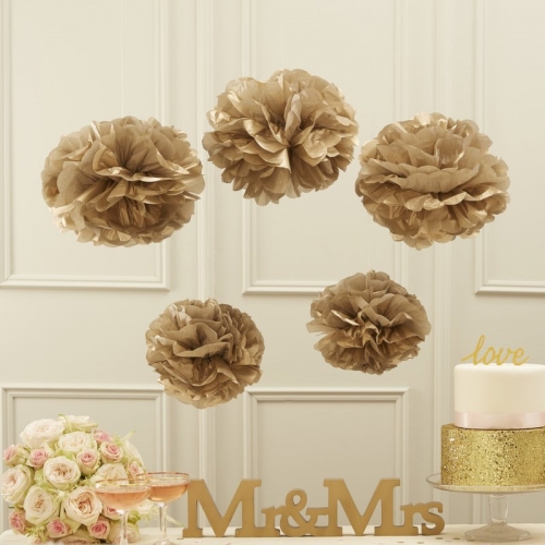 PomPom 5er Set - gold