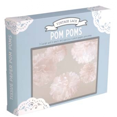 PomPoms 5er Vintage Weiß