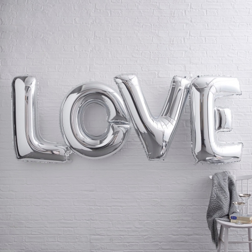 riesenballons-love-silber