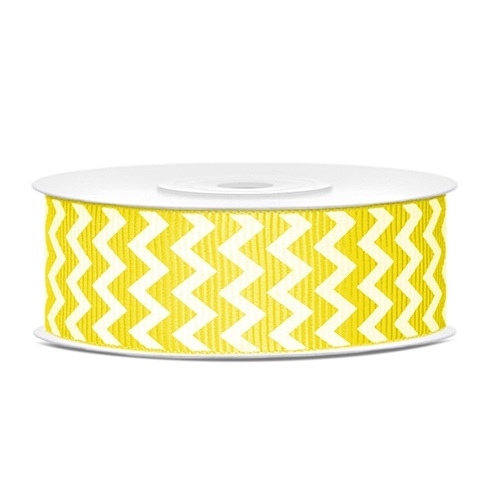 Ripsband Chevron 25mm/10m - weiß/gelb