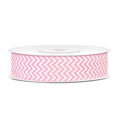 Ripsband Chevron 18mm/10m - weiß/rosa