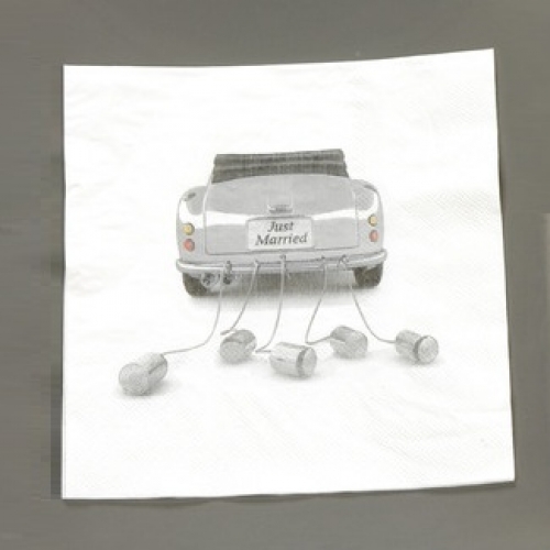 Papierservietten Just Married Auto