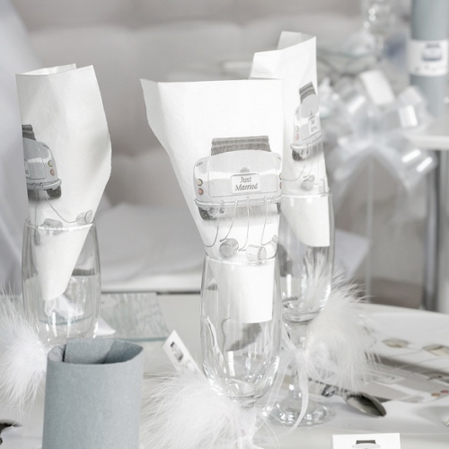 Papierservietten Just Married Auto