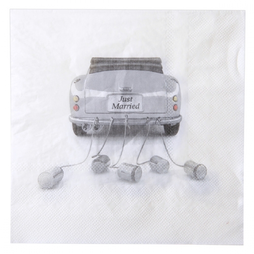 Papierservietten Just Married Auto