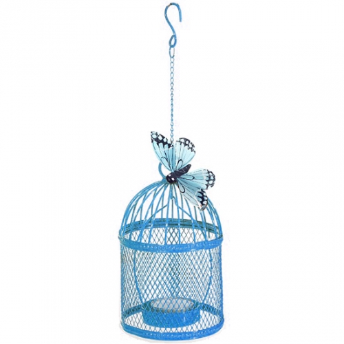 Teelichthalter Vogelkäfig - blau