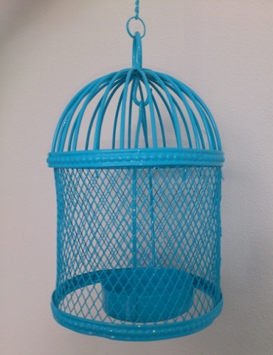 Teelichthalter Vogelkäfig - blau