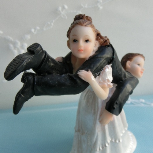 Cake Topper - Bride carries Groom over her schoulders