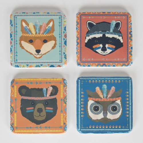Set of 4 Tribal Adventure Animal Coasters