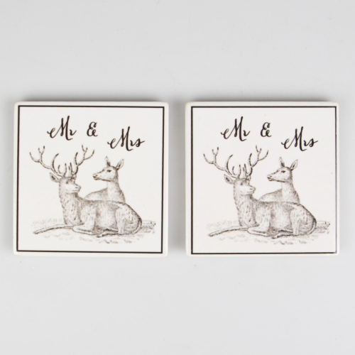 Untersetzer Set Mr & Mrs - Hirsch & Reh