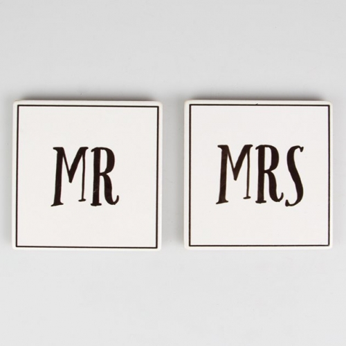 Untersetzer Set Mr & Mrs - schwarz/weiß