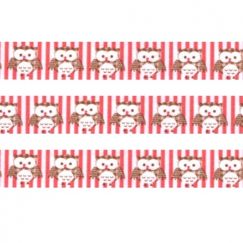 Washi Masking Tape Eulen - braun/weiß/rot