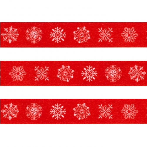 Washi Masking Tape Schneeflocken - weiß/rot