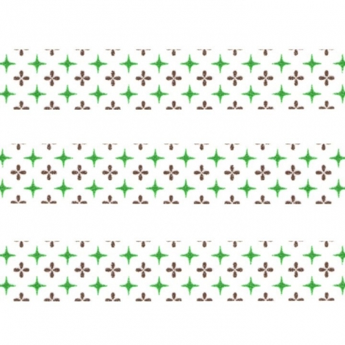 Washi Masking Tape Sterne/Blumen - grün/braun/weiß