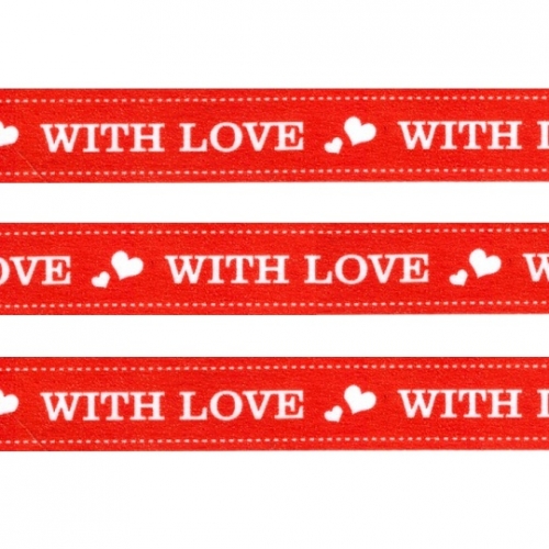 Washi Masking Tape With Love - weiß/rot