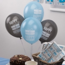 Ballons Happy Birthday - blau/grau