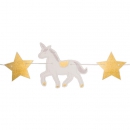 Girlande Einhorn und Sterne - weiß/gold