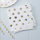 Papierservietten Pick And Mix Punkte - gold/weiß