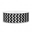 Ripsband Chevron 25mm/10m - weiß/schwarz