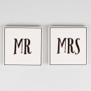 Untersetzer Set Mr & Mrs - schwarz/weiß